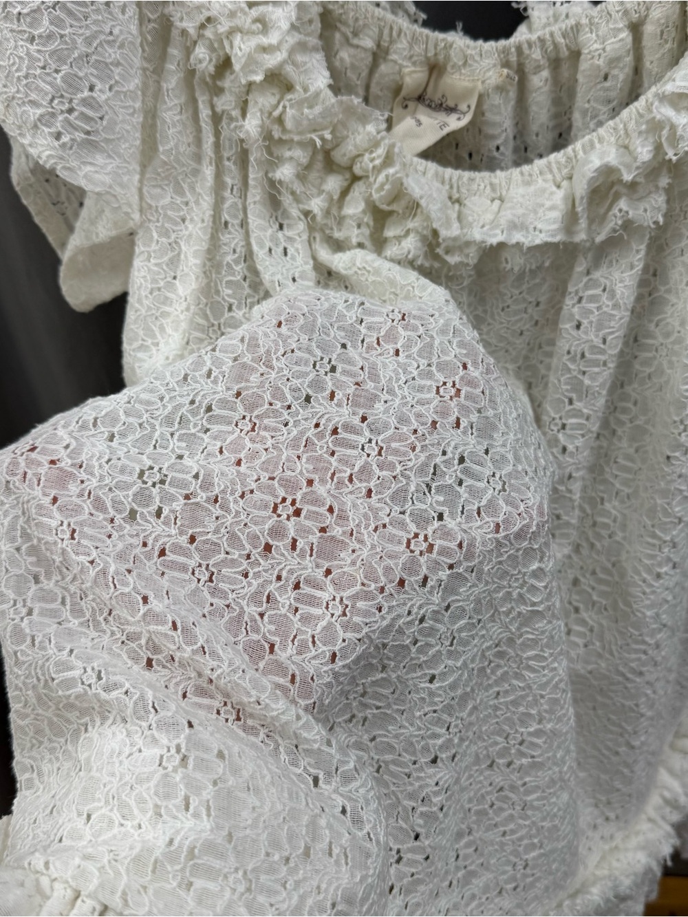 Ivory Ruffle Lace Peasant Top - Picture 6 of 10